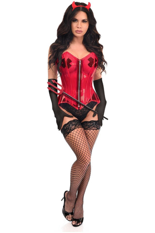 Lavish 4 PC Clear Red Sexy Devil Corset Costume