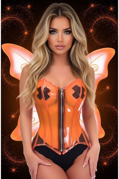 Lavish 2 PC Clear Orange Pixie Fairy Corset Costume
