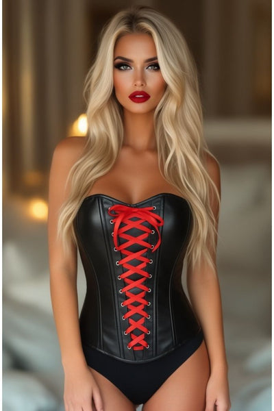 LIMITED EDITION Lavish Wet Look Faux Leather Lace-Up Over Bust Corset
