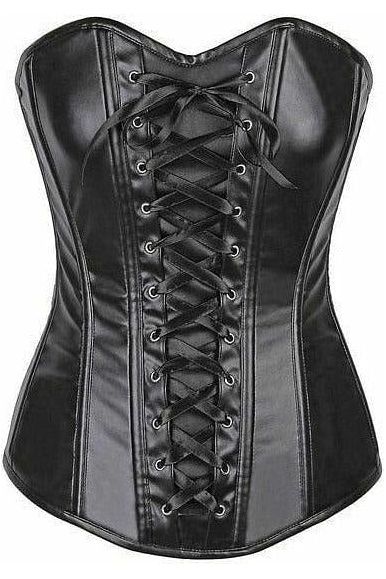 Lavish Wet Look Faux Leather Lace-Up Over Bust Corset - Daisy Corsets
