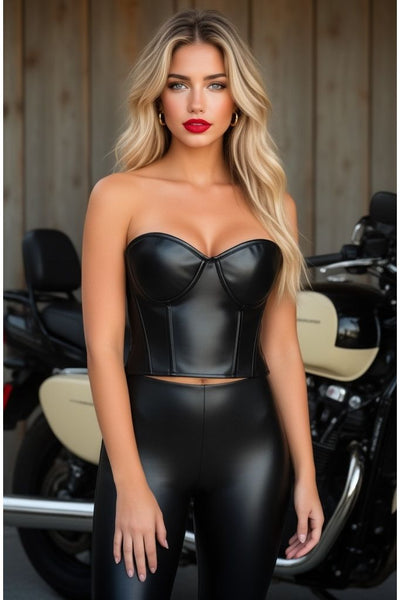Lavish Faux Leather Underwire Bustier