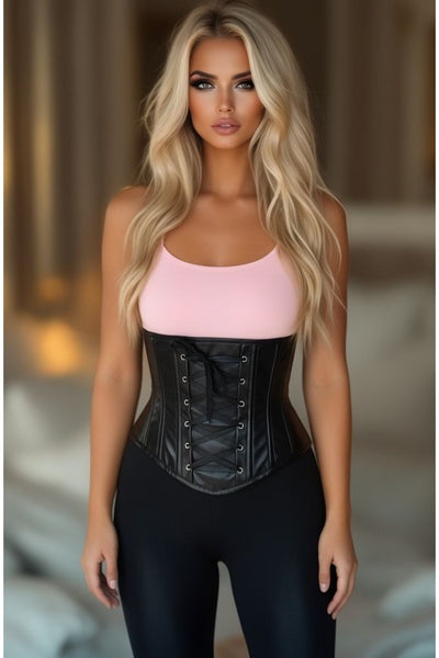 LIMITED EDITION Lavish Wet Look Faux Leather Lace-Up Under Bust Corset
