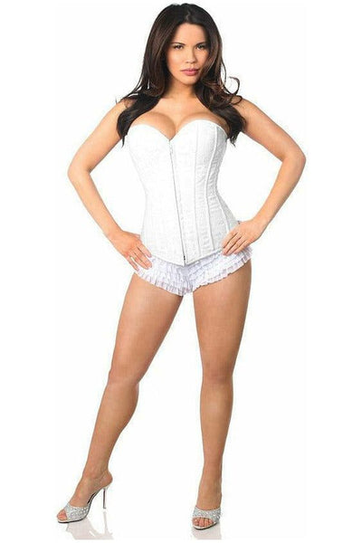 Lavish White Lace Overbust Corset w/Zipper - Daisy Corsets