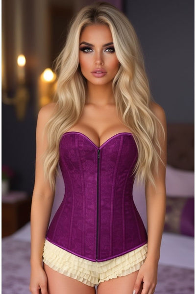 Lavish Magenta Lace Overbust Corset w/Zipper