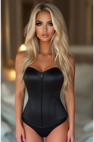 Lavish Black Sweetheart Front Zipper Corset
