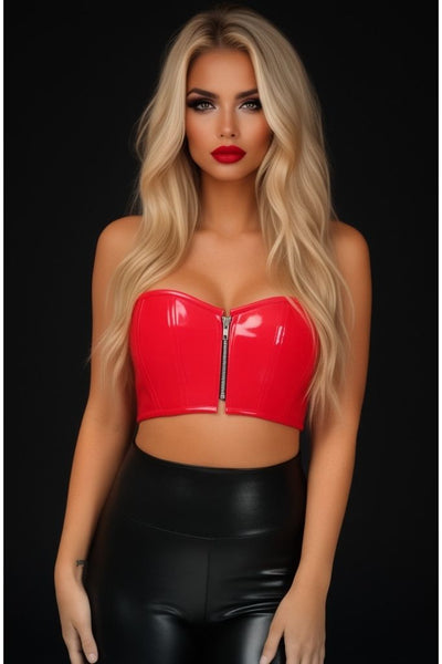 Lavish Red Patent Short Bustier Top