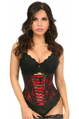 Lavish Red Lace-Up Under Bust Corset w/Black Lace - Daisy Corsets
