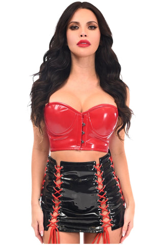 Lavish 2 PC Red/Black Patent Bustier & Skirt Set