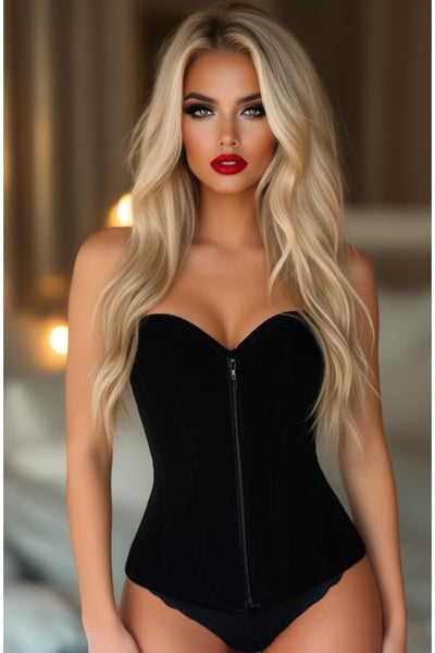 Lavish Black Velvet Overbust Corset