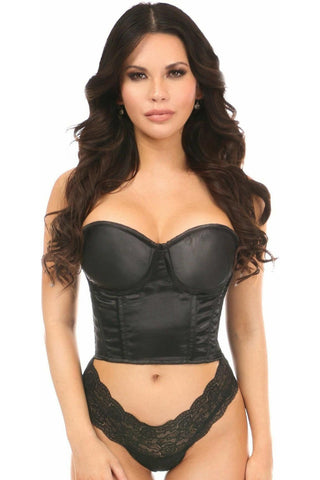 Lavish Black Satin Underwire Bustier - Daisy Corsets