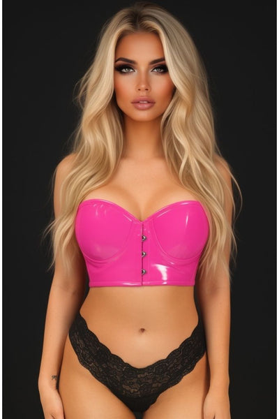 Lavish Hot Pink Patent PVC Underwire Short Bustier