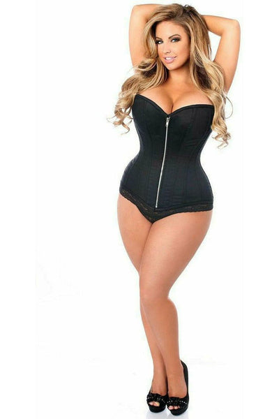 Top Drawer Black Cotton Steel Boned Corset w/Zipper - Daisy Corsets