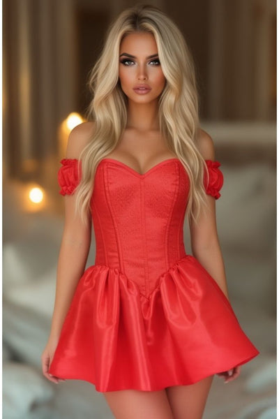 LIMITED EDITION Top Drawer Steel Boned Red Brocade & Taffeta Corset Dress