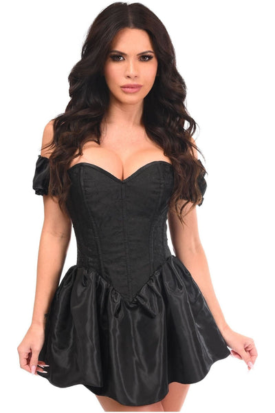Top Drawer Steel Boned Black Brocade & Taffeta Corset Dress