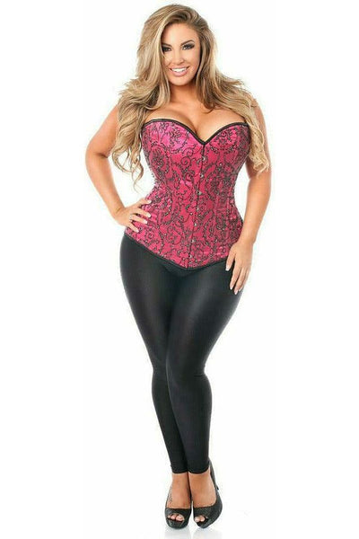 Top Drawer Elegant Fuchsia Embroidered Steel Boned Corset - Daisy Corsets