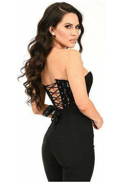 Top Drawer Black Underwire Sheer Lace Steel Boned Corset - Daisy Corsets