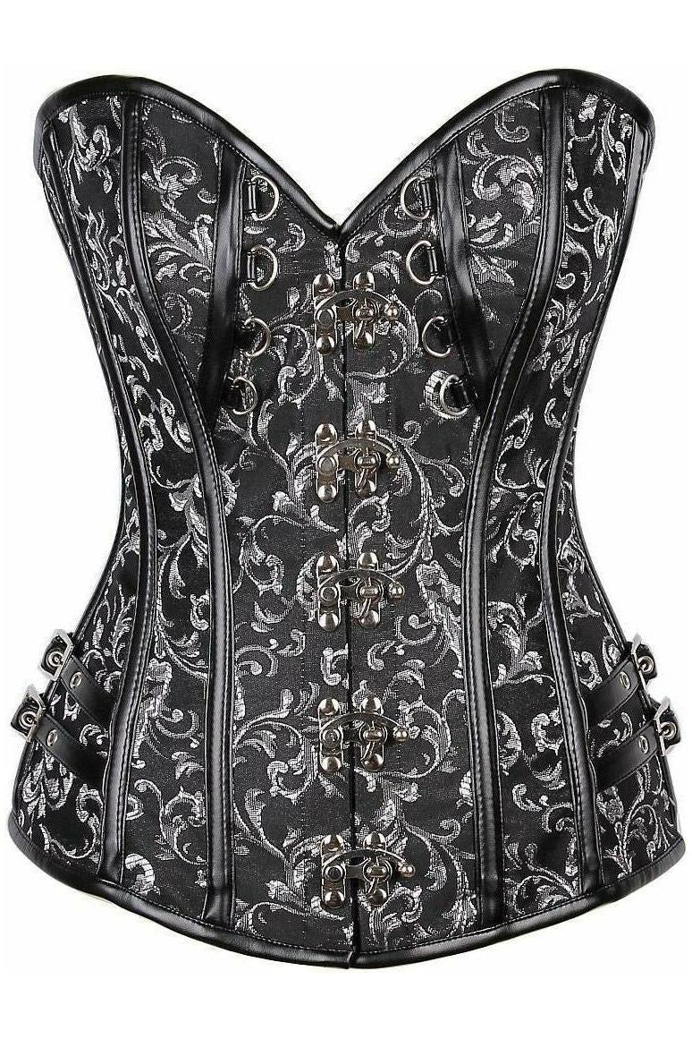 Top Drawer Brocade & Faux Leather Steel Boned Corset - Daisy Corsets