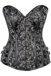 Top Drawer Brocade & Faux Leather Steel Boned Corset - Daisy Corsets
