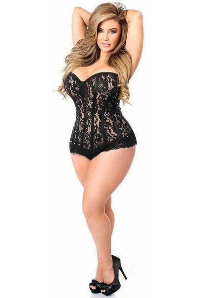 Top Drawer Black Lace Steel Boned Corset w/Rhinestones - Daisy Corsets
