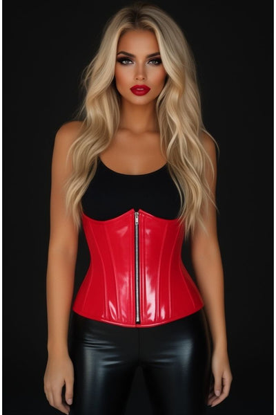 Top Drawer Red Patent PVC Steel Boned Under Bust Corset