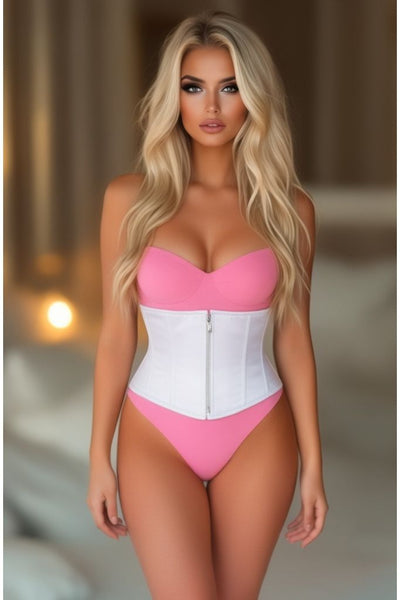 Top Drawer White Satin Steel Boned Mini Cincher