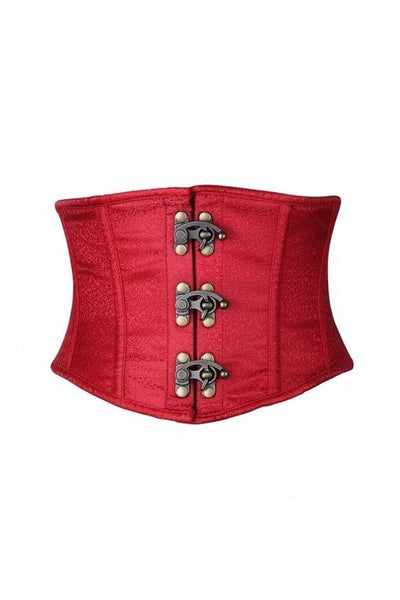 Top Drawer Wine Brocade Steel Boned Mini Cincher w/Clasps