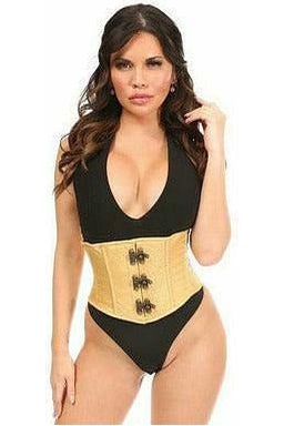 Top Drawer Gold Brocade Steel Boned Mini Cincher w/Clasps - Daisy Corsets