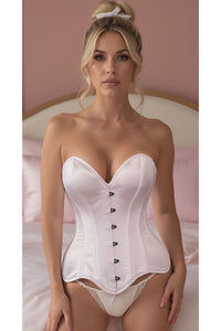 Top Drawer White Satin Steel Boned Overbust Corset