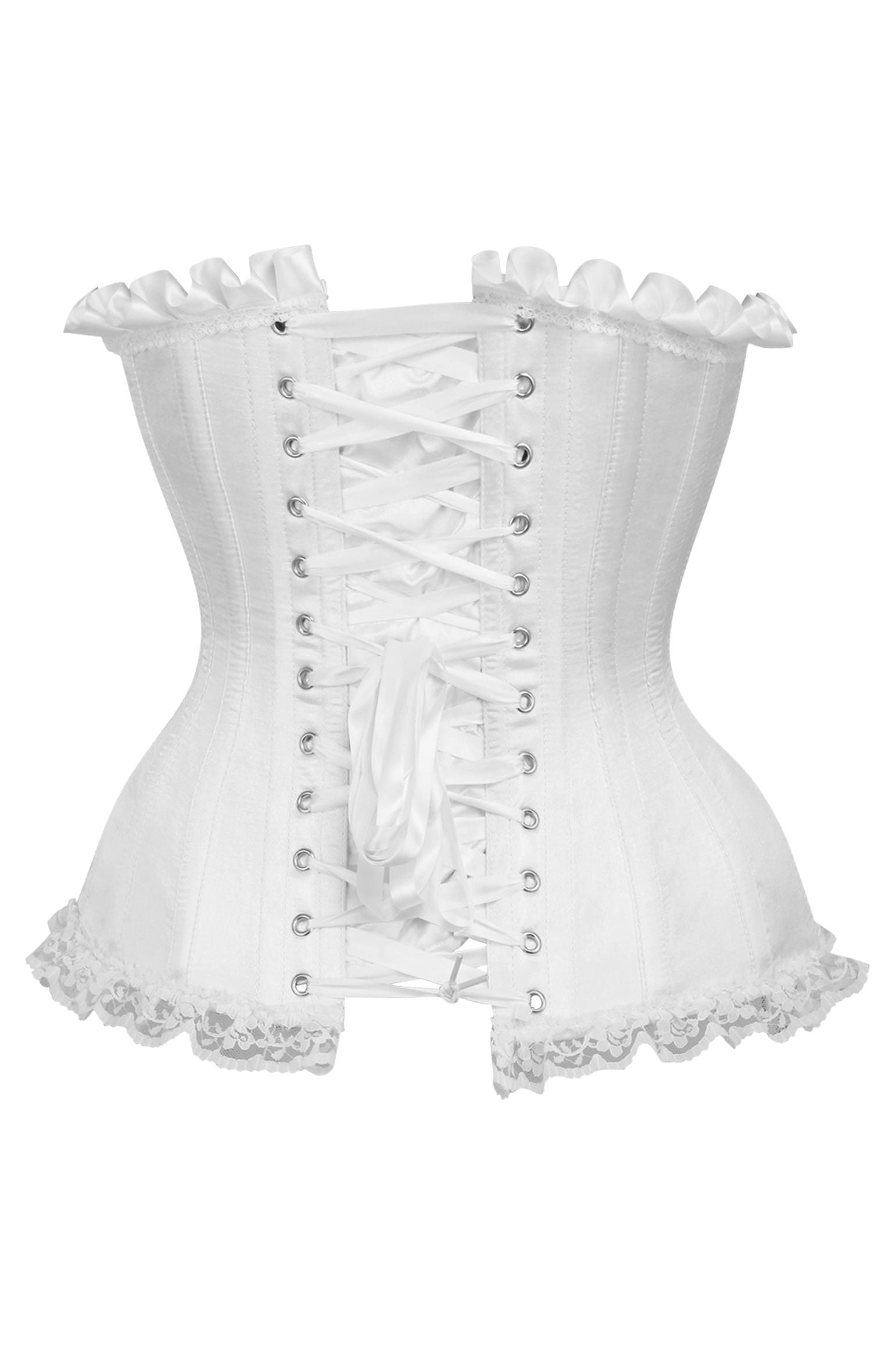 Top Drawer White Satin Steel Boned Burlesque Corset | Daisy