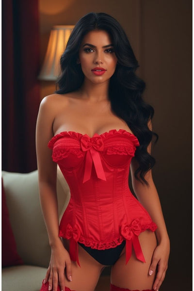 Top Drawer Red Satin Steel Boned Burlesque Corset