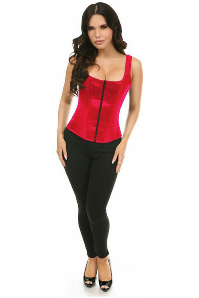 Top Drawer Red Satin Steel Boned Uniforming Corset w/Straps