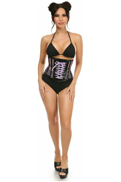Top Drawer Purple Patent & Fishnet Underbust Corset