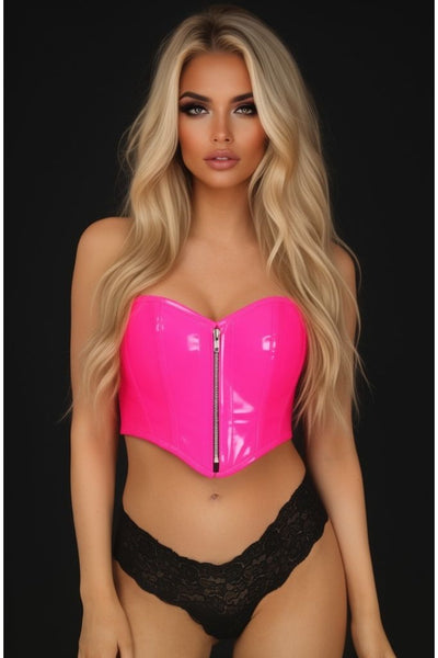 Top Drawer Hot Pink Patent Bustier Top w/Zipper