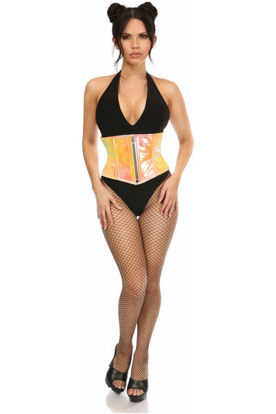 Top Drawer Yellow/Pink Holo Steel Boned Mini Cincher