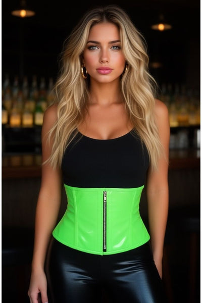 Top Drawer Neon Green Patent Steel Boned Mini Cincher