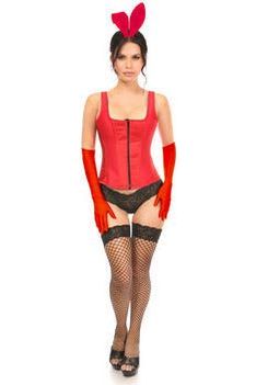 Top Drawer 4 PC Classic Red Bunny Corset Costume