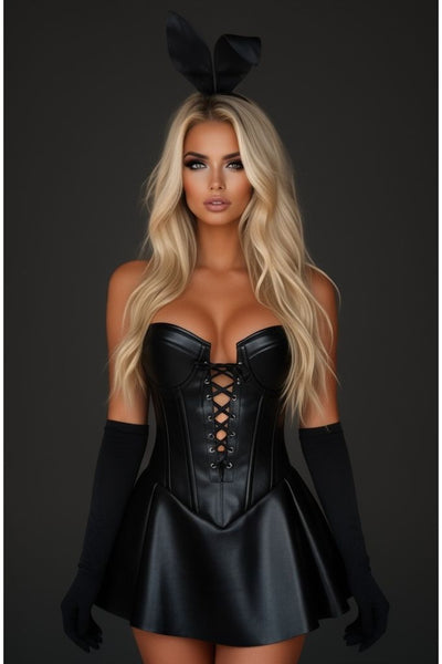 Top Drawer 4 PC Faux Leather Bunny Corset Dress Costume