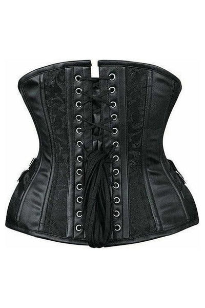 Top Drawer Black Brocade Steel Boned Underbust Corset w/Buckles - Daisy Corsets