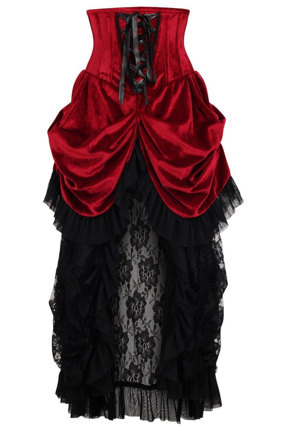 Daisy Corsets Top Drawer Steel Boned Dark Red Velvet Victorian Bustle Underbust Corset Dress 2X Daisy Corsets Top Drawer Steel Boned Dark Red Velvet Victorian Bustle Underbust Corset Dress 2X