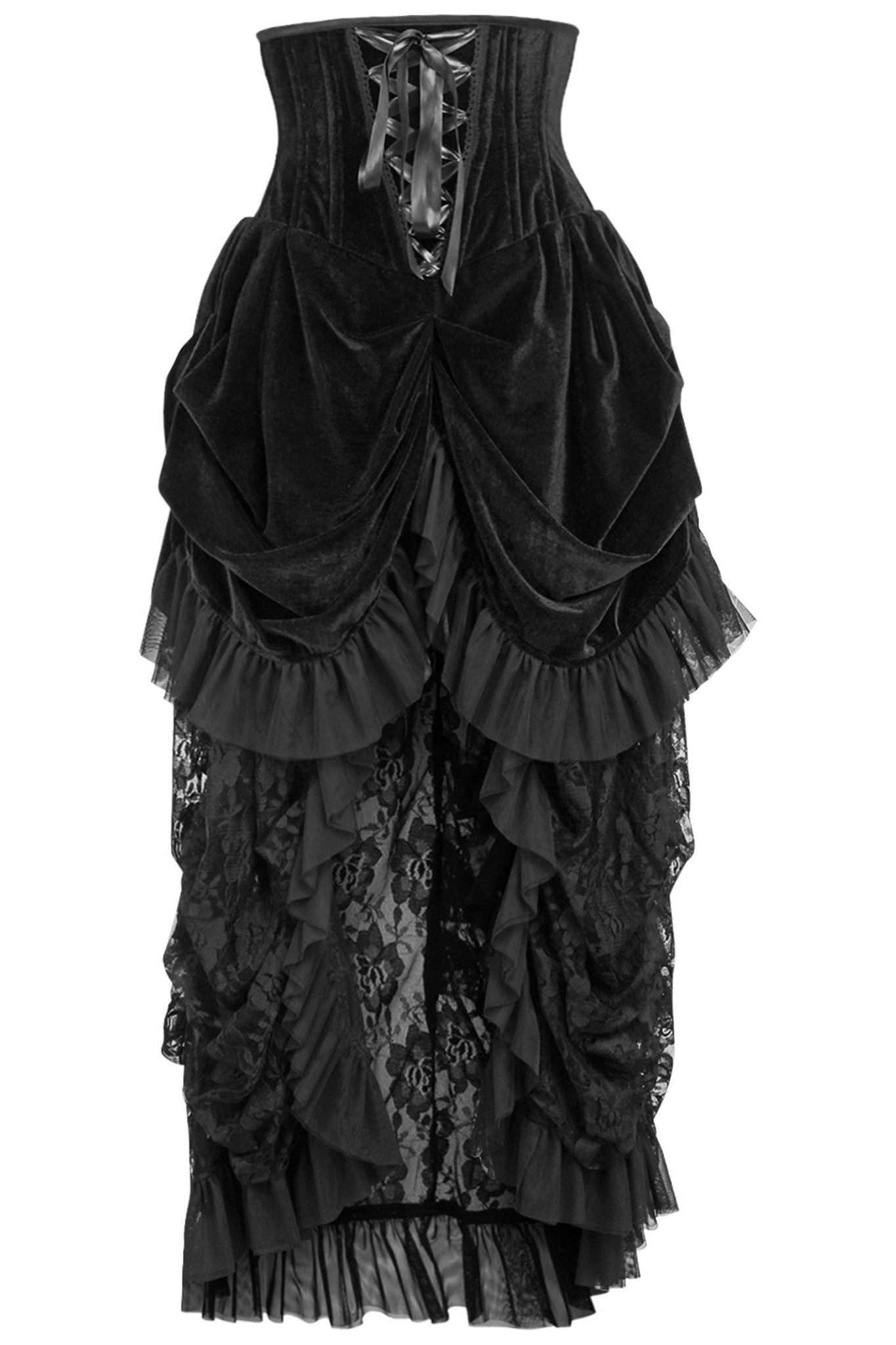 Daisy Corsets Top Drawer Steel Boned Black Velvet Victorian Bustle Underbust Corset Dress 4X Daisy Corsets Top Drawer Steel Boned Black Velvet Victorian Bustle Underbust Corset Dress 4X