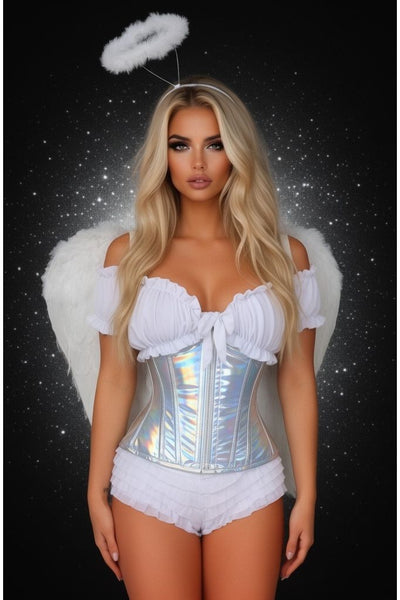 Top Drawer 5 PC Silver Holo Angel Corset Costume