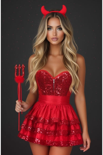 Top Drawer 4 PC Sequin Devil Corset Costume