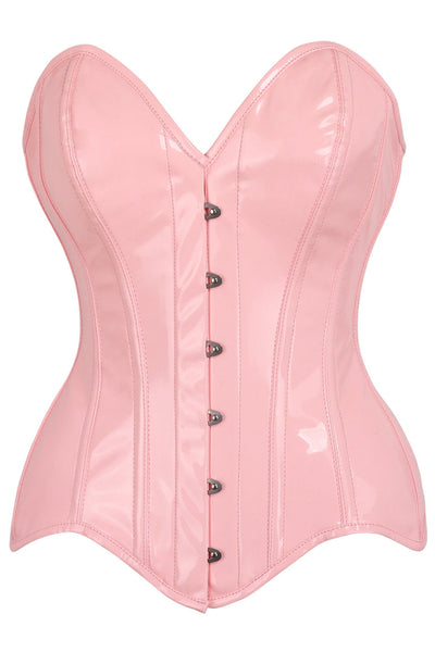 LIMITED EDITION Top Drawer Lt Pink Patent Leather Steel Boned Overbust Corset