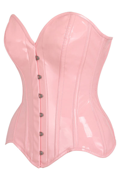 LIMITED EDITION Top Drawer Lt Pink Patent Leather Steel Boned Overbust Corset