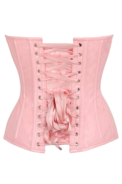 LIMITED EDITION Top Drawer Lt Pink Patent Leather Steel Boned Overbust Corset