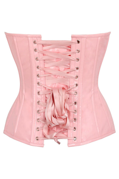 Top Drawer Lt Pink Patent Leather Steel Boned Overbust Corset