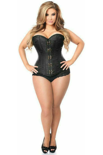 Top Drawer Black Brocade Steel Boned Corset w/Clasp Closure - Daisy Corsets
