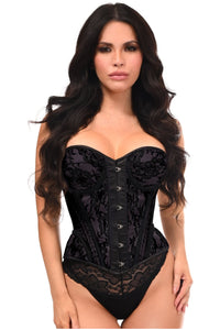 Top Drawer Black w/Black Lace Steel Boned Underwire Bustier Corset