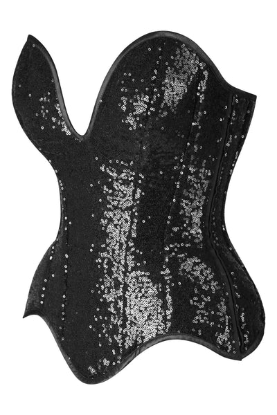 Top Drawer 5 PC Premium Black Sequin Dark Angel Corset Costume