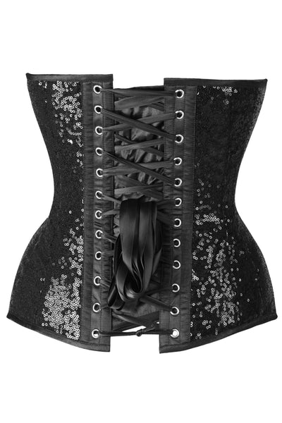 Top Drawer 4 PC Premium Black Sequin Witch Corset Costume